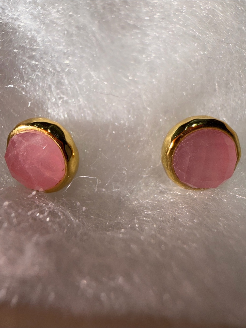 *EUC* Gorjana Power Gemstone Stud Earrings-18k Gold Plated Rose Quartz